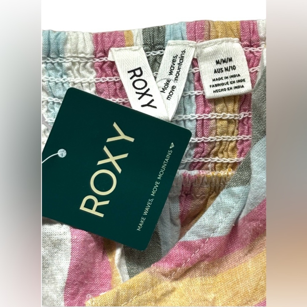 💛NWT! ROXY! “OPEN EYES” STRIPE FLOWY TANK! LINEN BLEND! ADJUSTABLE! - Picture 10 of 16